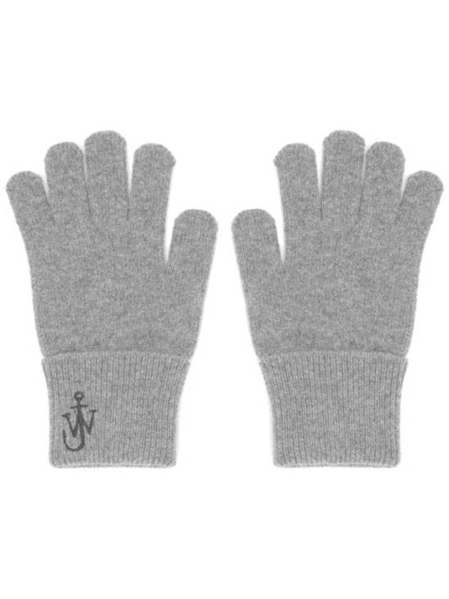 Embroidered Logo Wool Gloves Grey - JW ANDERSON - BALAAN 1