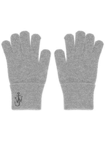 Embroidered Logo Wool Gloves Grey - JW ANDERSON - BALAAN 1