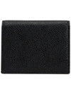 Pebble Grained Leather Double Card Wallet Black - THOM BROWNE - BALAAN 3