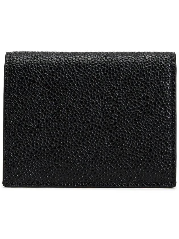 Pebble Grained Leather Double Card Wallet Black - THOM BROWNE - BALAAN 3