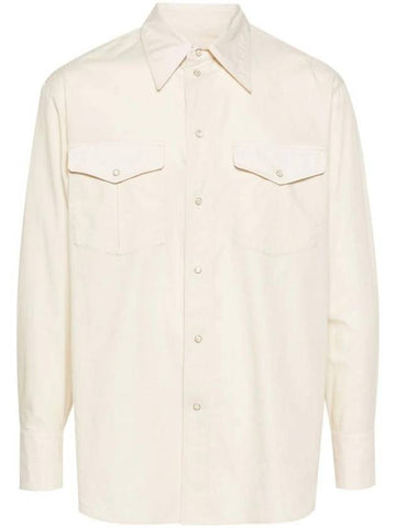 Western Poplin Long Sleeve Shirt Beige - LEMAIRE - BALAAN 1