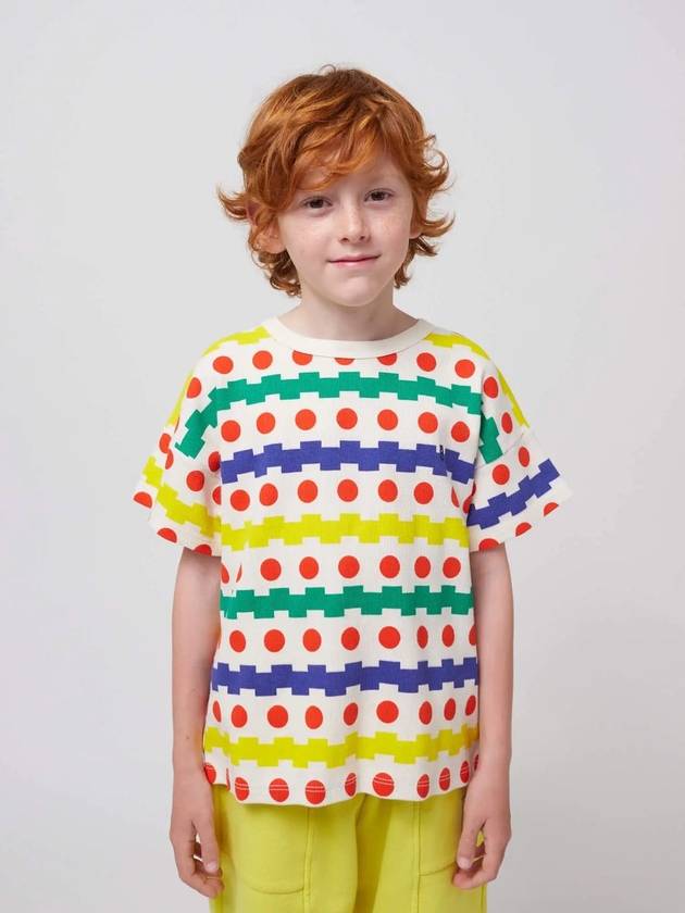 Children s Short Sleeve T Shirt Geometric all over waffle B125AC008 - BOBO CHOSES - BALAAN 1