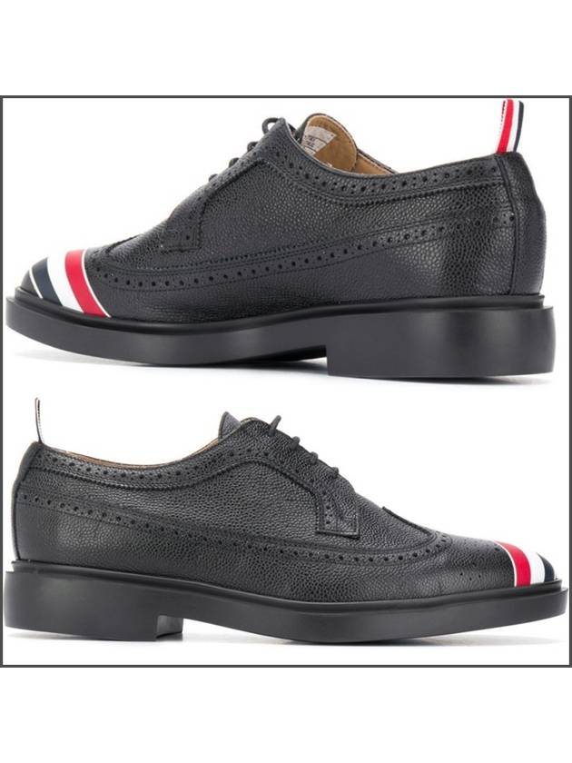 Men's Diagonal RWB Stripe Long Wing Brogues Black - THOM BROWNE - BALAAN 4