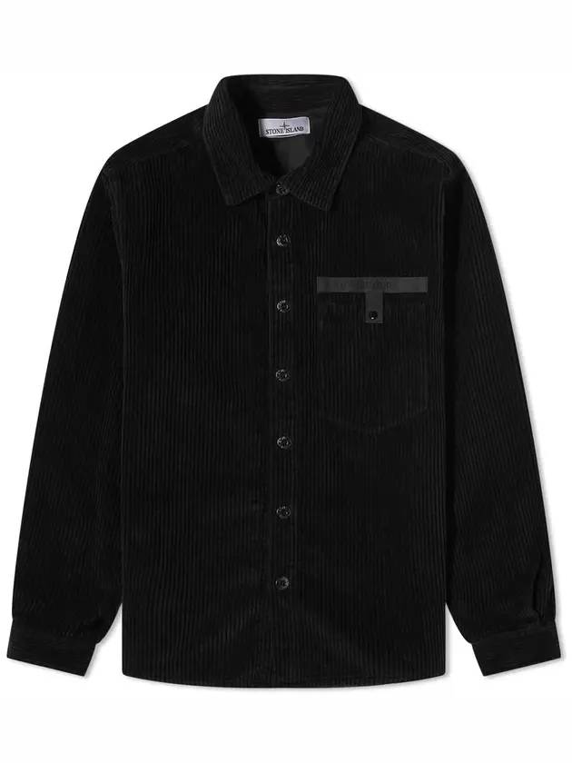 Logo Oversized Cotton Long Sleeve Shirt Black - STONE ISLAND - BALAAN 1