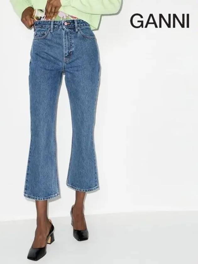 Betzy Cropped Rigid Jeans Blue - GANNI - BALAAN 7