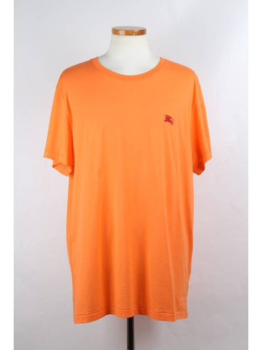 Embroidered Logo Short Sleeve T Shirt Orange XL - BURBERRY - BALAAN 1