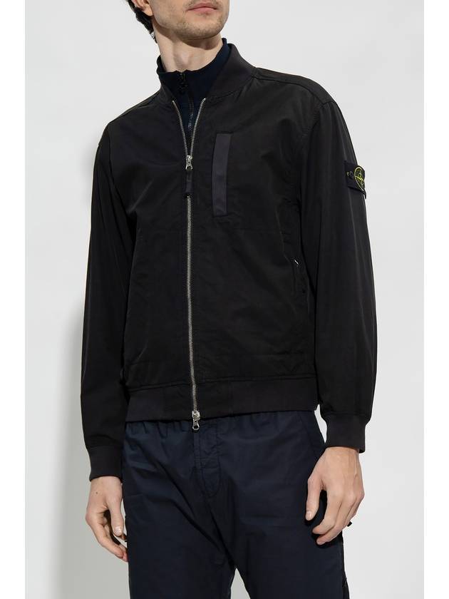 Men's Cupro Cotton Twill TC Bomber Jacket Black - STONE ISLAND - BALAAN 3