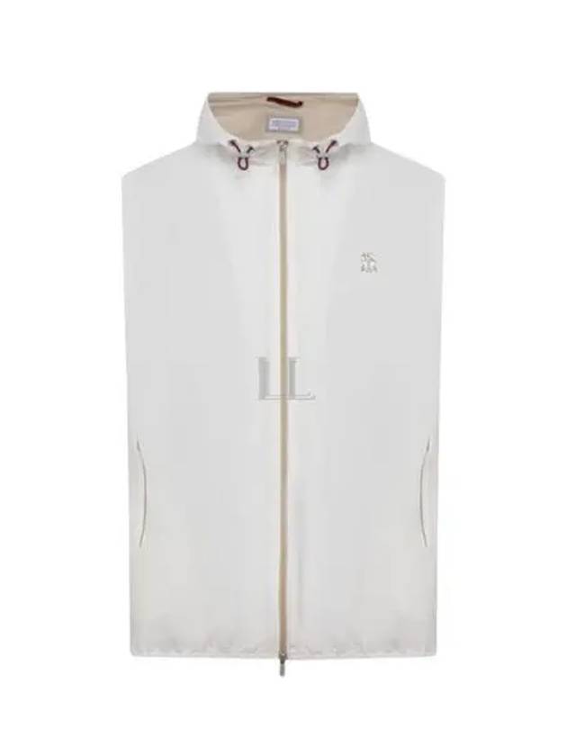 Drawstring Hooded Zipper Vest White - BRUNELLO CUCINELLI - BALAAN 2