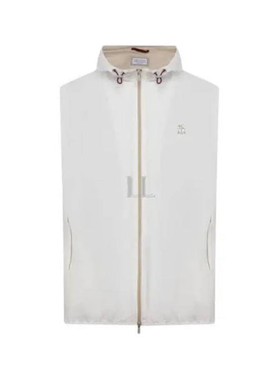 Drawstring Hooded Zipper Vest White - BRUNELLO CUCINELLI - BALAAN 2