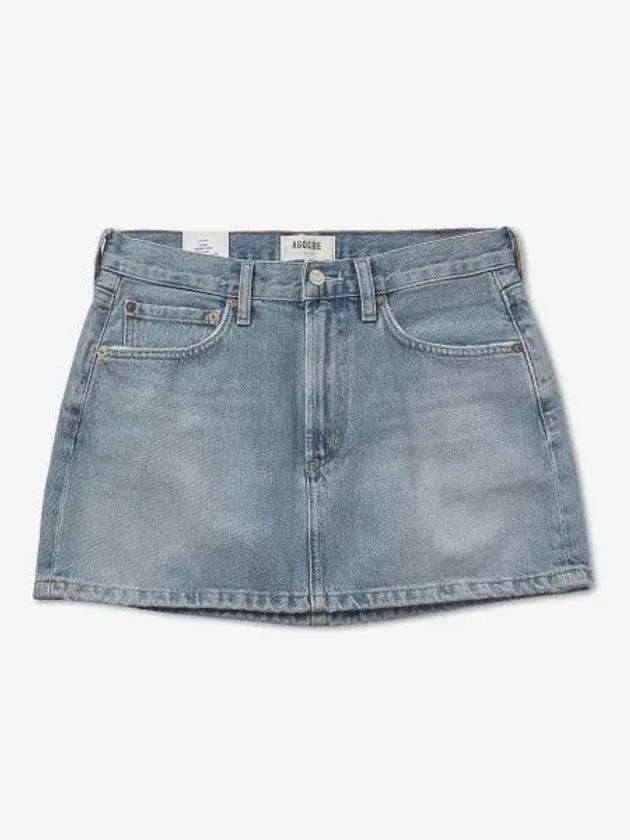 WoMen's Liv Denim Short H-Line Skirt Light Indigo - AGOLDE - BALAAN 2