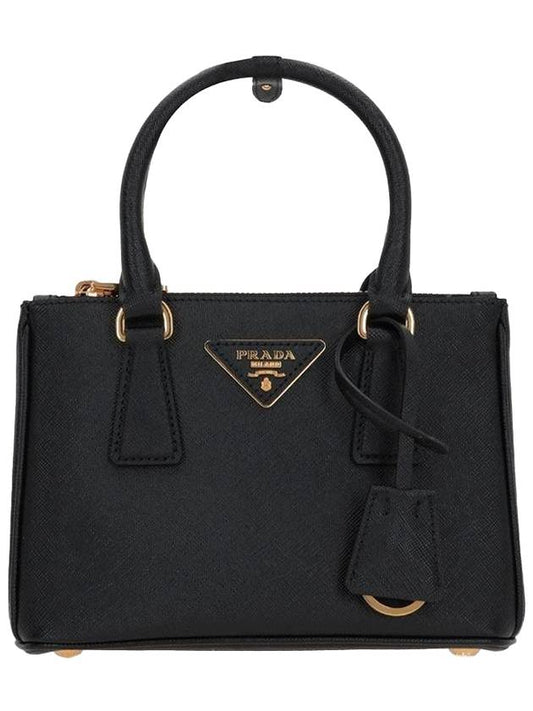 Galleria Saffiano Leather Mini Tote Bag Black - PRADA - BALAAN.