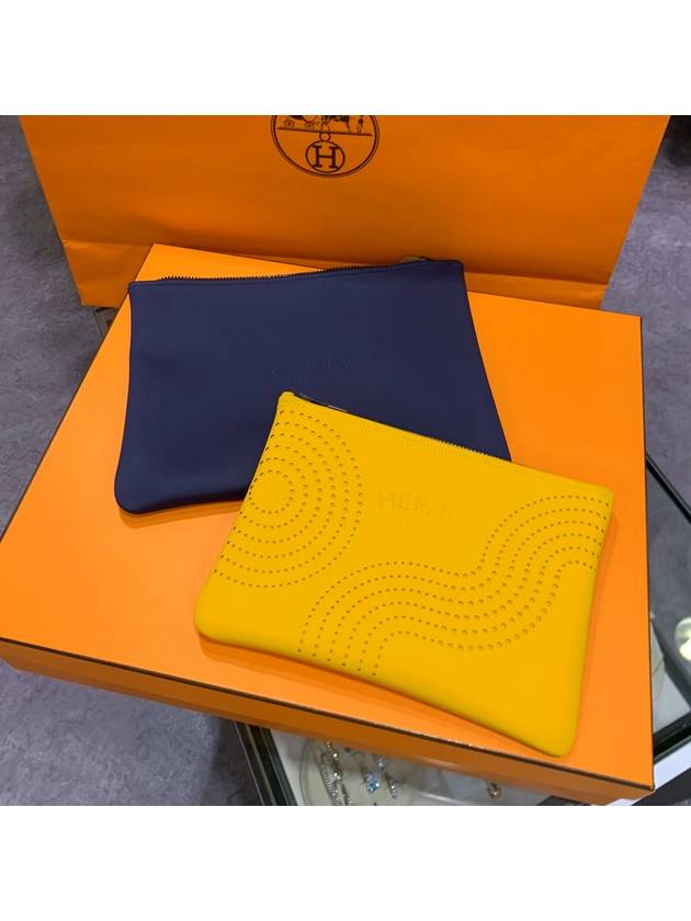 Clutch Neovein Flat Case Wave Yellow Medium - HERMES - BALAAN 6