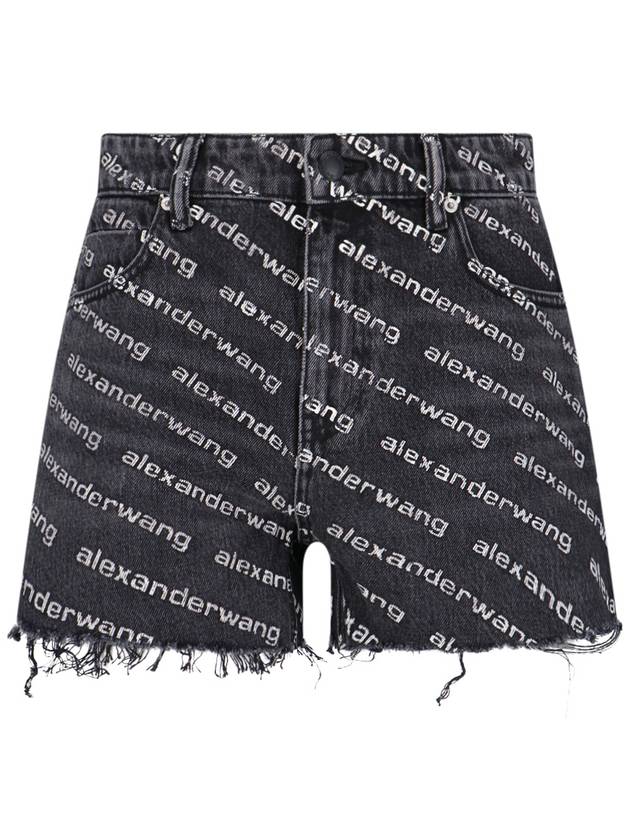 Grey Age Denim Bite Logo Shorts Black - ALEXANDER WANG - BALAAN 2