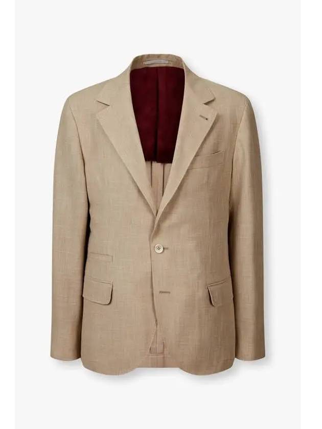 Men s Wool Cotton No Sheet Single Jacket Dark Beige - BRUNELLO CUCINELLI - BALAAN 1