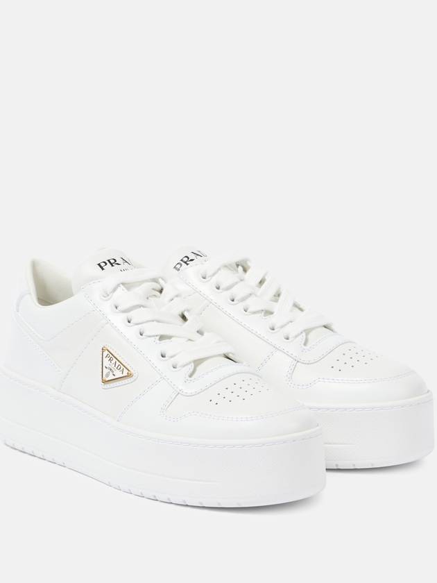 Downtown Bold Leather Low Top Sneakers White - PRADA - BALAAN 5