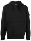 Wappen Patch Cotton Fleece Hoodie Black - STONE ISLAND - BALAAN 3