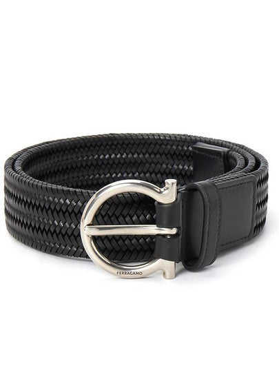 Logo Engraved Buckle Leather Belt Black - SALVATORE FERRAGAMO - BALAAN 2