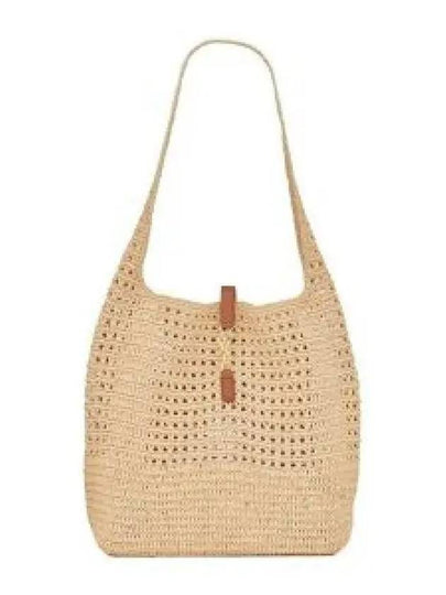 Raffia Crochet Hobo Shoulder Bag Natural - SAINT LAURENT - BALAAN 2