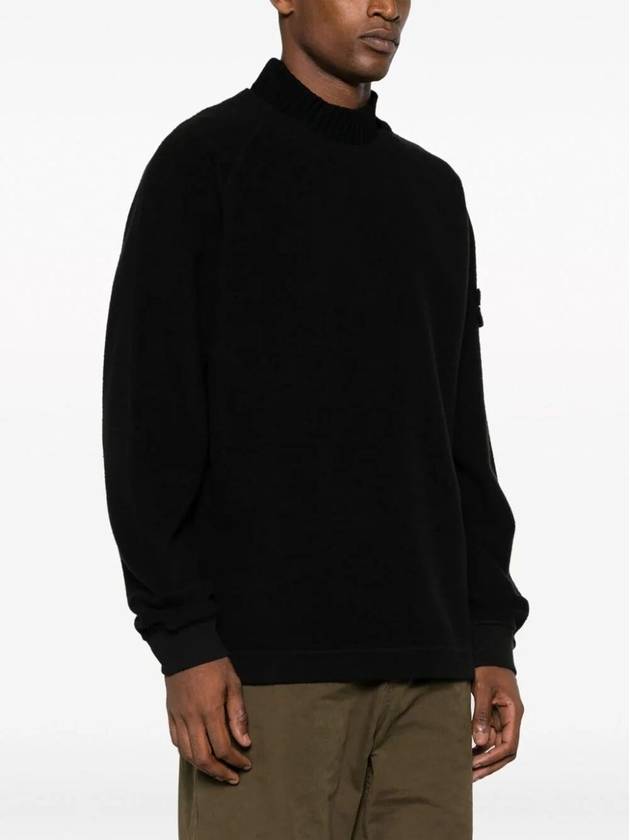 Garment Dyed Gauze Mock Neck Sweatshirt Black - STONE ISLAND - BALAAN 3