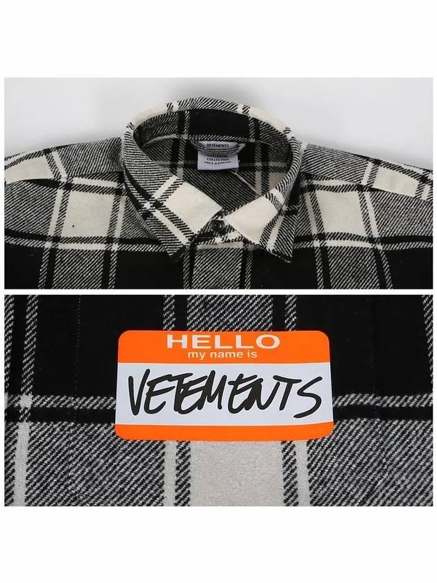 Name Tag Check Long Sleeve Shirt White - VETEMENTS - BALAAN 6