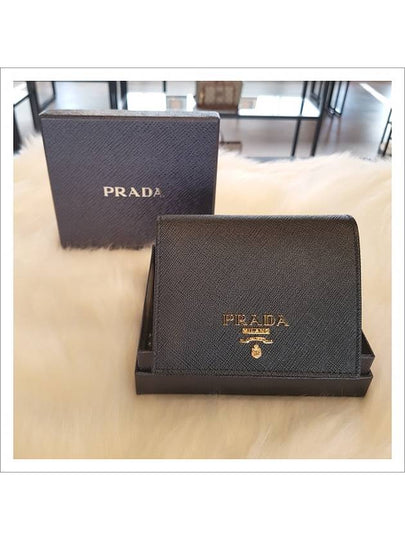 Small Saffiano Metal Logo Bicycle Wallet Black - PRADA - BALAAN 2