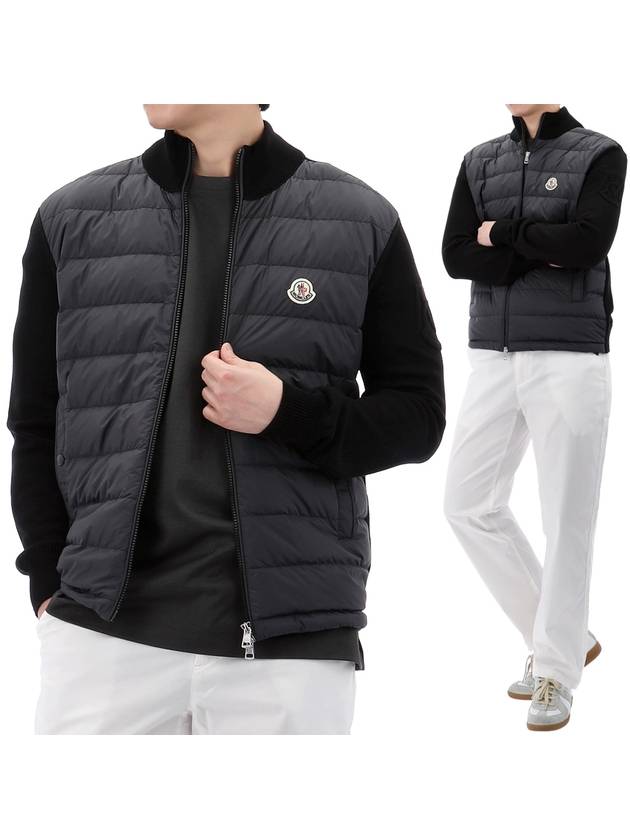 Padded Cotton Zip-Up Cardigan Black - MONCLER - BALAAN 2