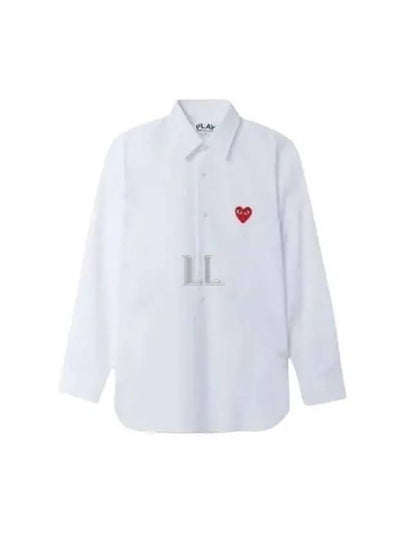 Men's Red Heart Long Sleeve Shirt White - COMME DES GARCONS - BALAAN 2