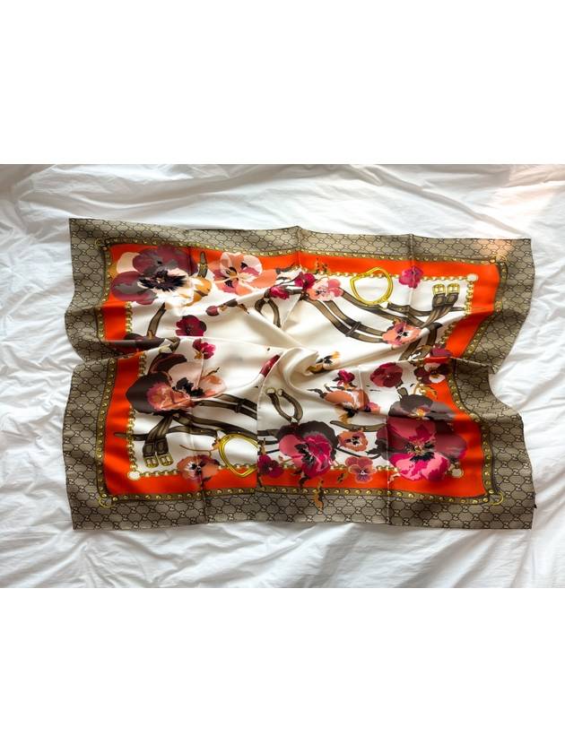 GG Flower Square Silk Scarf - GUCCI - BALAAN 4