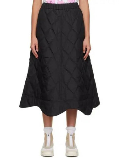 Black Quilted Midi Skirt 232144F092007 271095 1147647 - GANNI - BALAAN 1