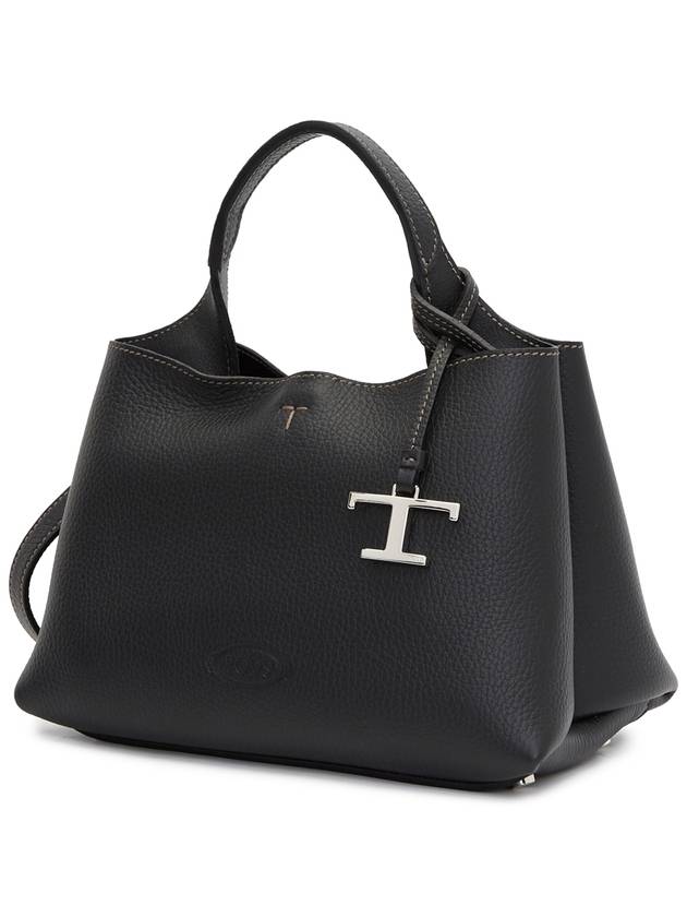 Logo Charm Leather Micro Tote Bag Black - TOD'S - BALAAN 3