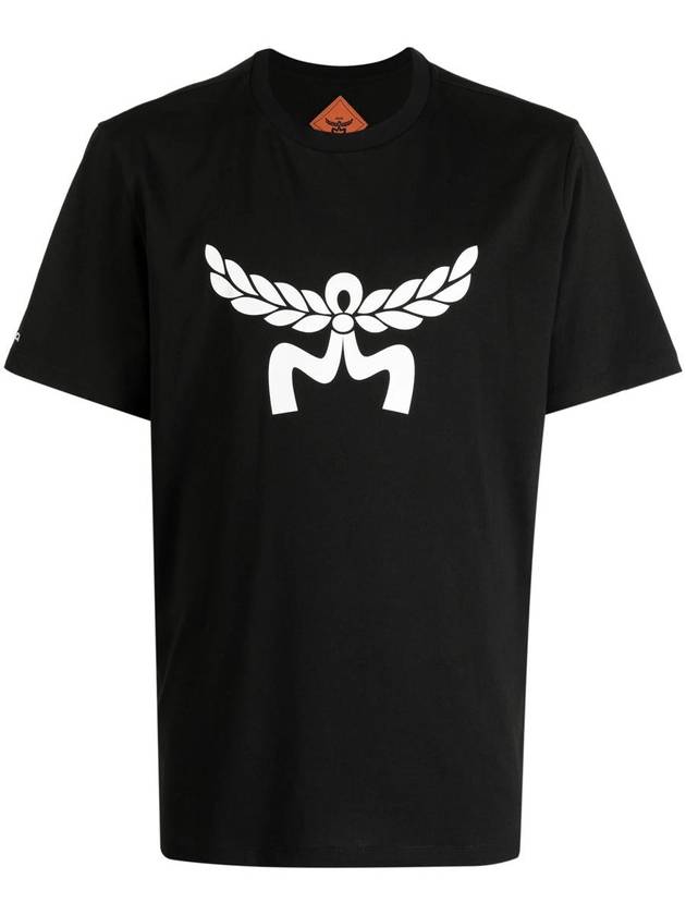 Laurel Logo Short Sleeve T-Shirt Black - MCM - BALAAN 2