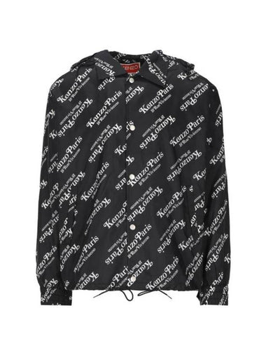 Paris Monogram Print Short Windbreaker Black - KENZO - BALAAN 1