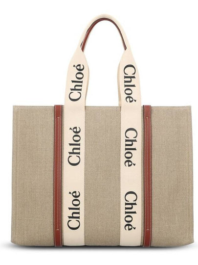 Woody Large Tote Bag White Brown Beige - CHLOE - BALAAN 2