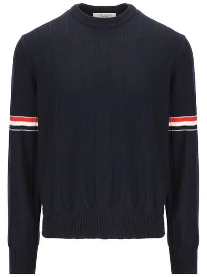 Wool Relaxed Pullover Knit Top Navy - THOM BROWNE - BALAAN 2