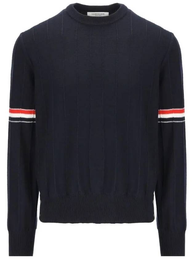 Wool Relaxed Pullover Knit Top Navy - THOM BROWNE - BALAAN 2