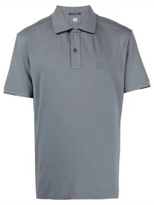 Men's Logo Patch Short Sleeve Polo Shirt Grey - CP COMPANY - BALAAN 2