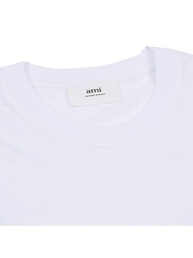 Embroidered Logo Cotton Short Sleeve T-Shirt White - AMI - BALAAN 6