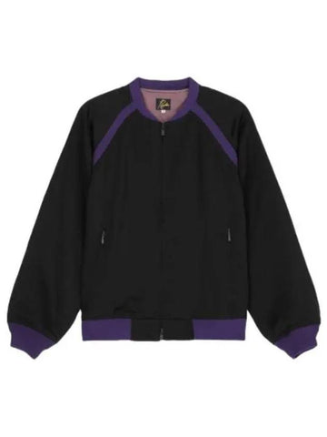 Tali satin jacket black aviation jumper blouson - NEEDLES - BALAAN 1