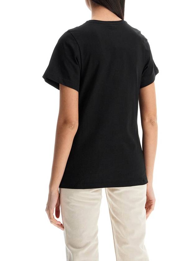 Embroidered Logo Cotton Short Sleeve T-Shirt Black - TOTEME - BALAAN 4