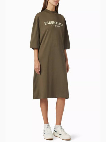 Women's Long Logo Dress Brown - FEAR OF GOD ESSENTIALS - BALAAN 1