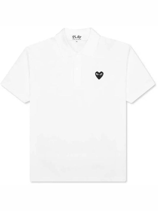 Men's Black Heart Waffen Short Sleeve Polo Shirt White - COMME DES GARCONS - BALAAN 2