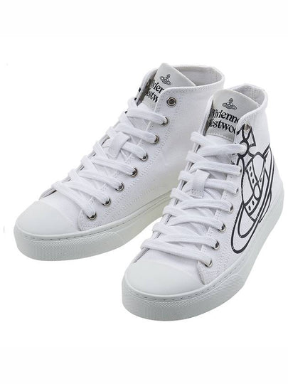 Logo Canvas High-Top Sneakers White - VIVIENNE WESTWOOD - BALAAN 2