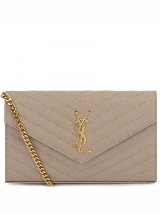 Classic Cassandre Matelasse Chain Shoulder Bag Beige Gold - SAINT LAURENT - BALAAN 2