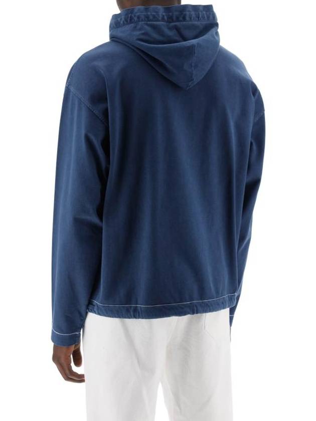 Old Treatment Oversized Fit Cotton Hoodie Royal Blue - STONE ISLAND - BALAAN 4