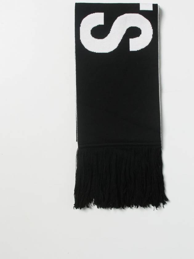 Double Logo Intarsia Fringe Wool Muffler Black - VETEMENTS - BALAAN 2