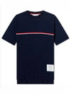 Women's High Twist Rip Stripe Short Sleeve T-Shirt Navy - THOM BROWNE - BALAAN 2