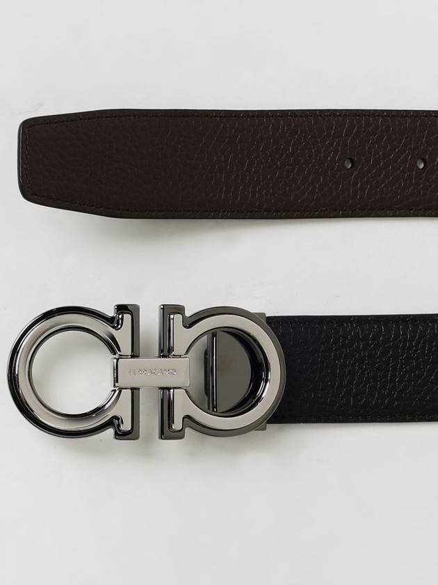 Men's Gancini Reversible Leather Belt Black - SALVATORE FERRAGAMO - BALAAN 4