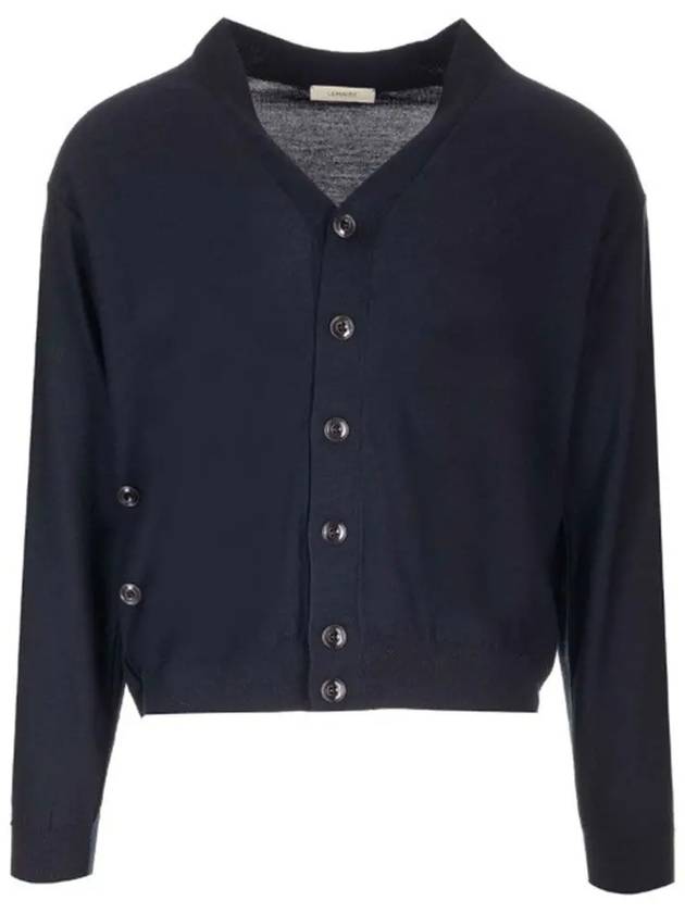 Relaxed Twisted Merino Wool Blend Cardigan Navy - LEMAIRE - BALAAN 3