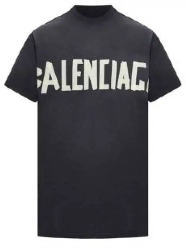 Tape Type Cotton Short Sleeve T-Shirt Black - BALENCIAGA - BALAAN 2