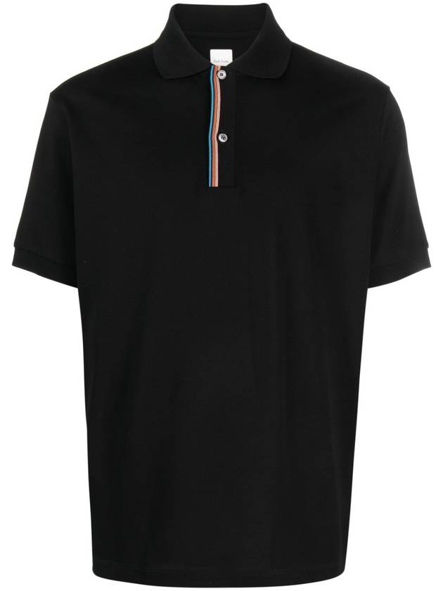 Signature Stripe Trim Polo Shirt Black - PAUL SMITH - BALAAN 1